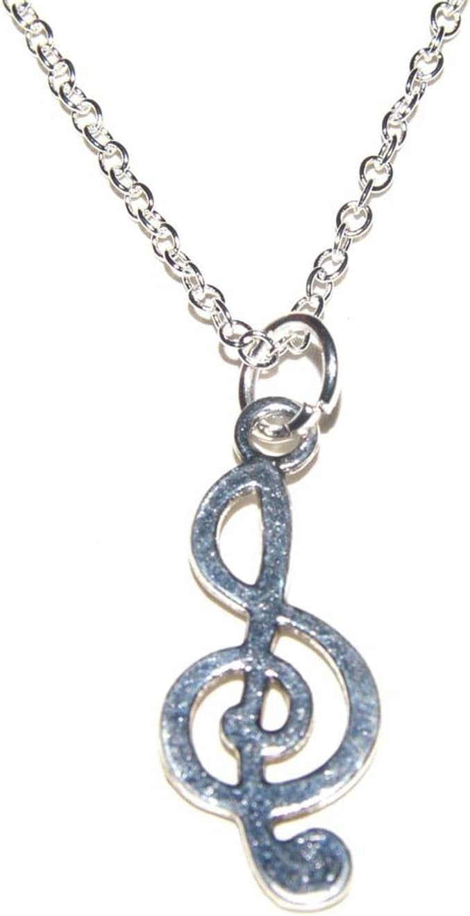 Notenschlüssel / Note Anhänger mit Silber Kette 50cm
