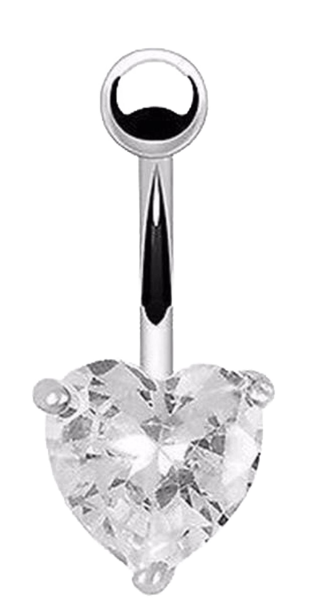 Herz Bauchnabelpiercing mit Zirkonia