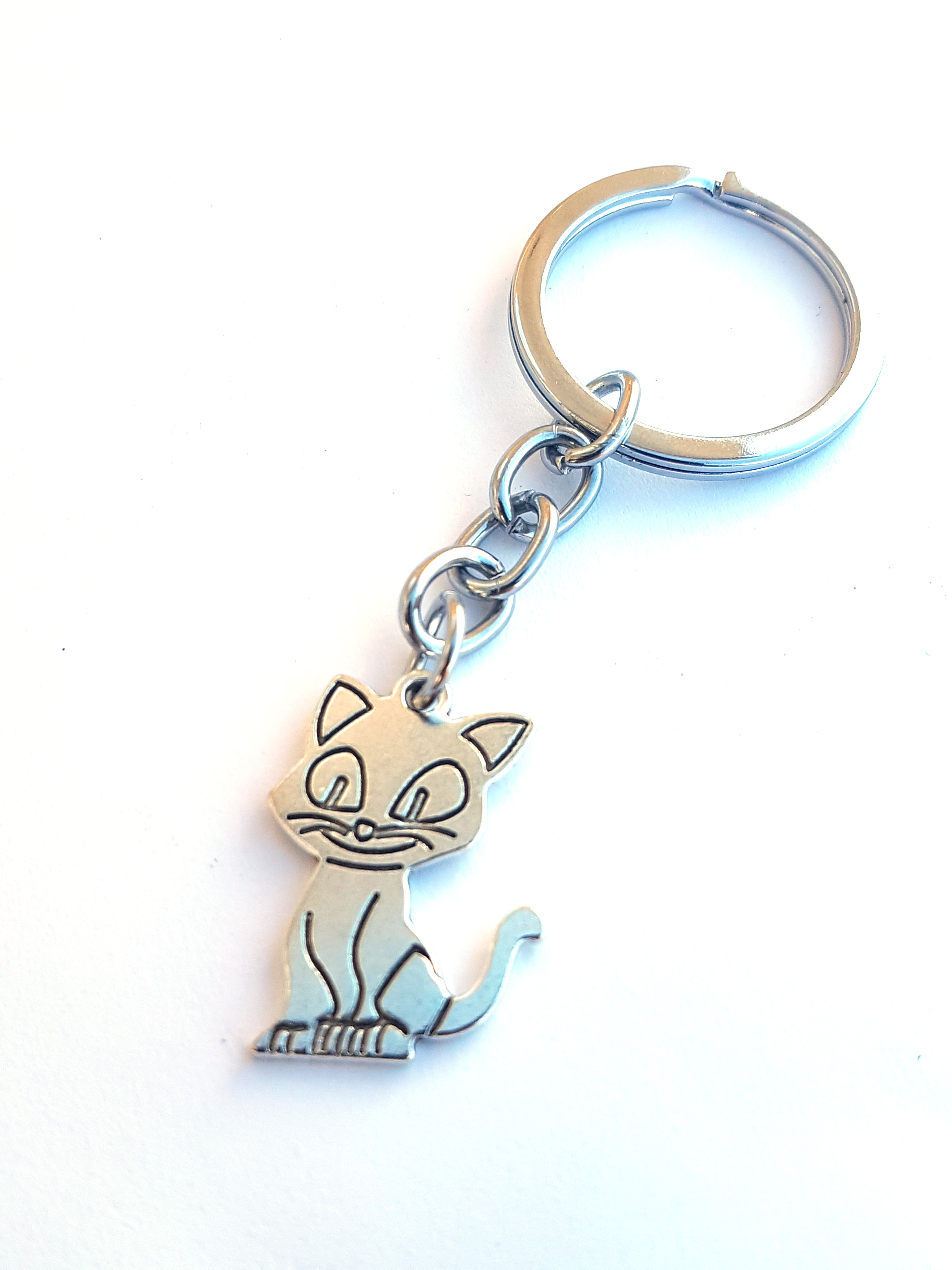 Katze Schlüsselanhänger aus Alpacca