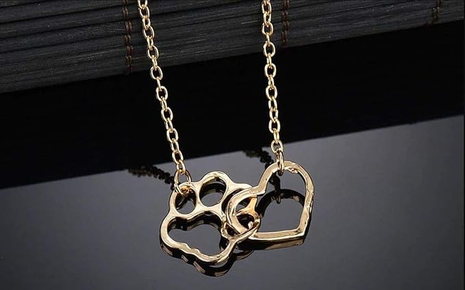 Hundepfoten und Herz mit Kette / Hundeliebhaber