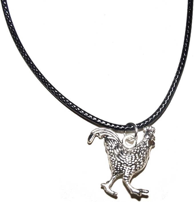 Huhn / Hahn Anhänger Anhänger mit Leder Kette
