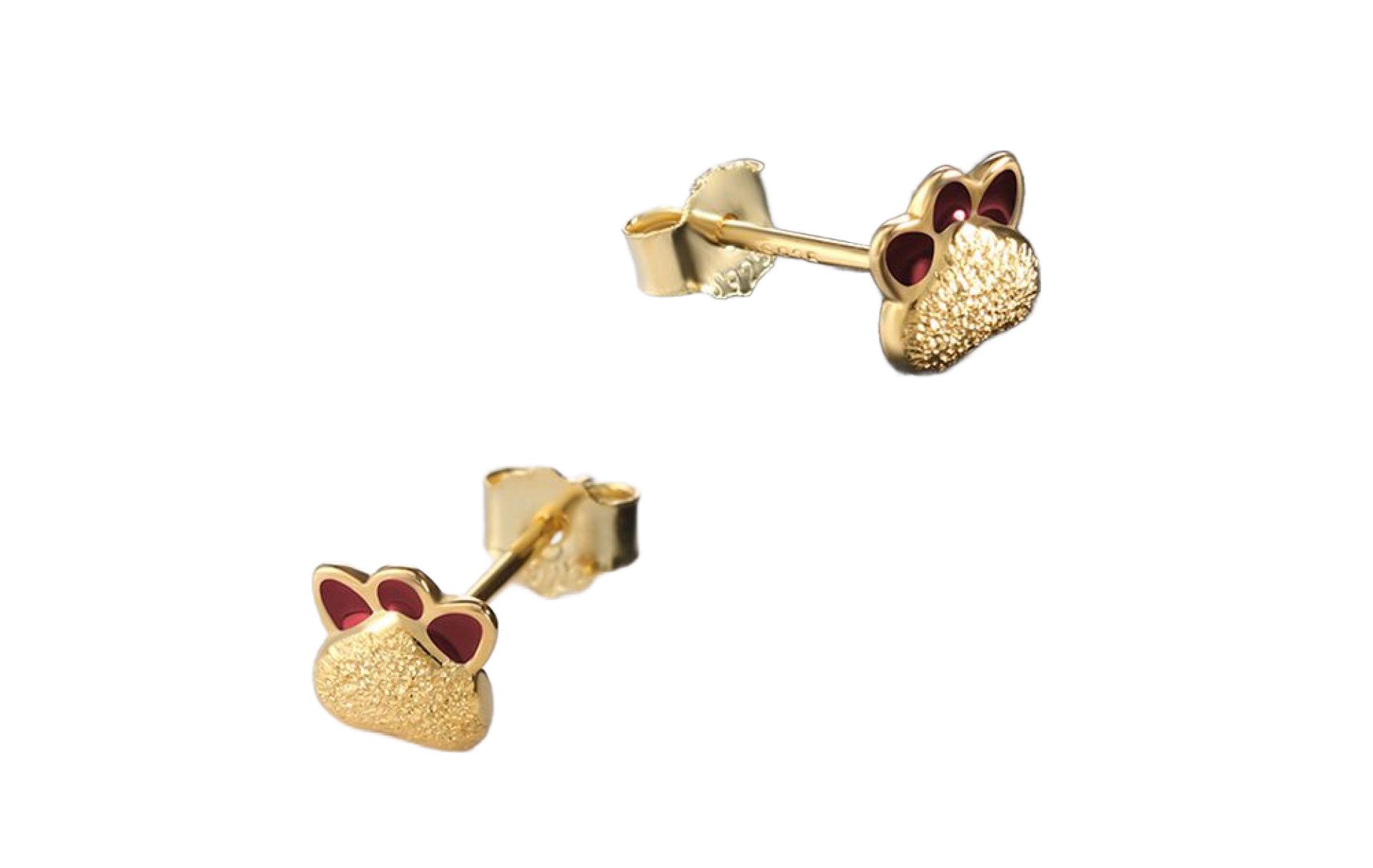 Bär Pfoten Ohrstecker aus 925 Sterling Silber vergoldet