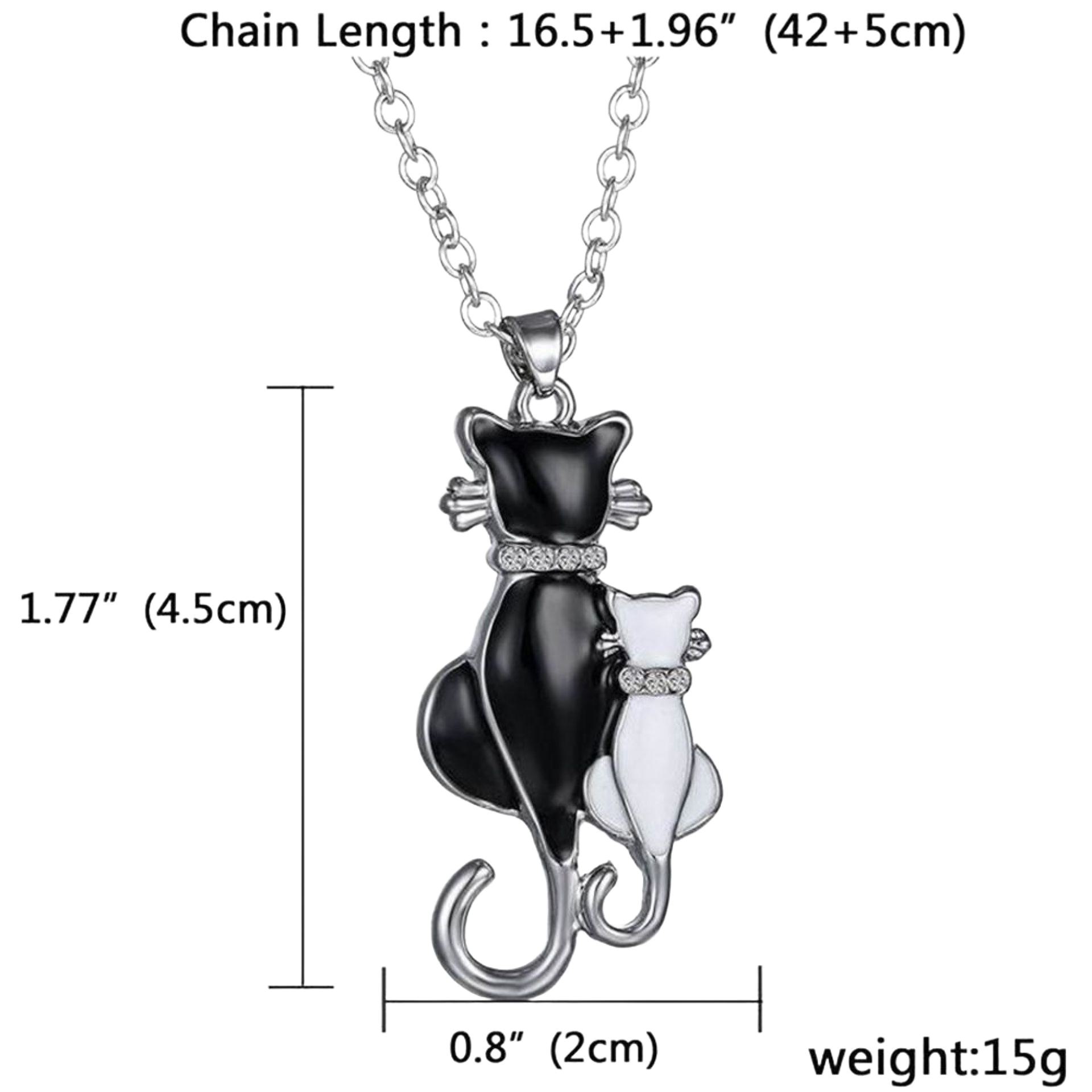 Katzen Anhänger mit Zirkonia und Kette 45cm+5cm