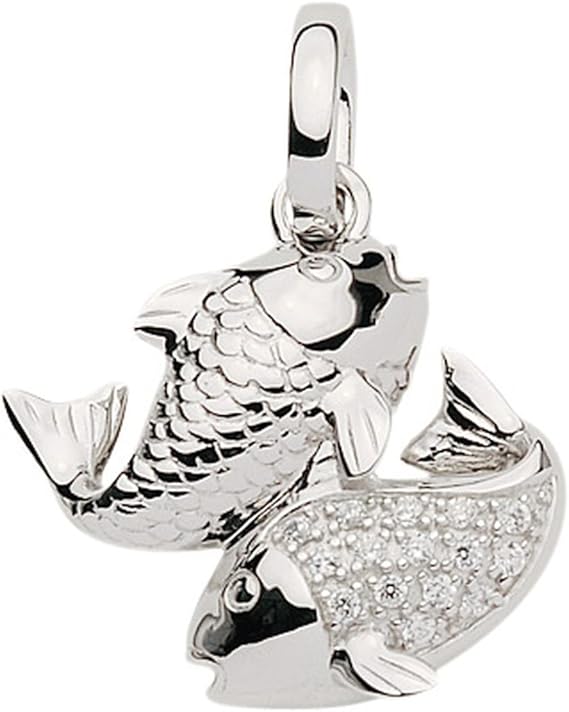 Fisch Sternezeichen Anhänger mit Zirkonia aus 925 Silber