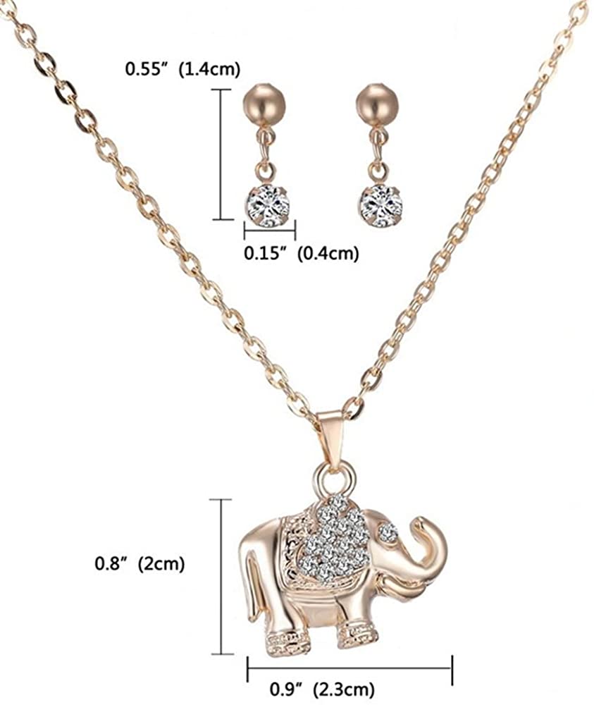 Schmuckset Kette mit Elefant Anhänger + Orstecker
