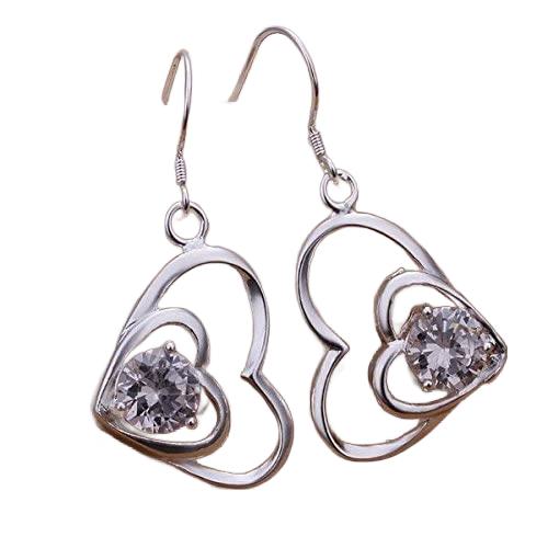 Herz Ohrhänger mit Zirkoniastein 925 Silber