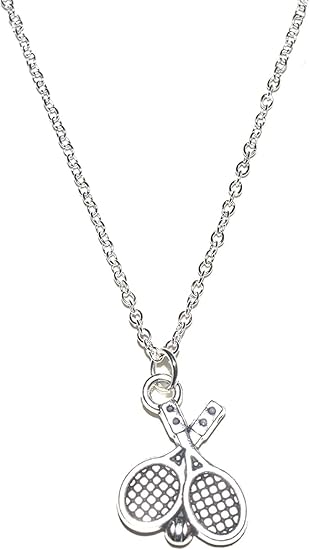 Tennisschläger Anhänger mit Silber Kette 60cm