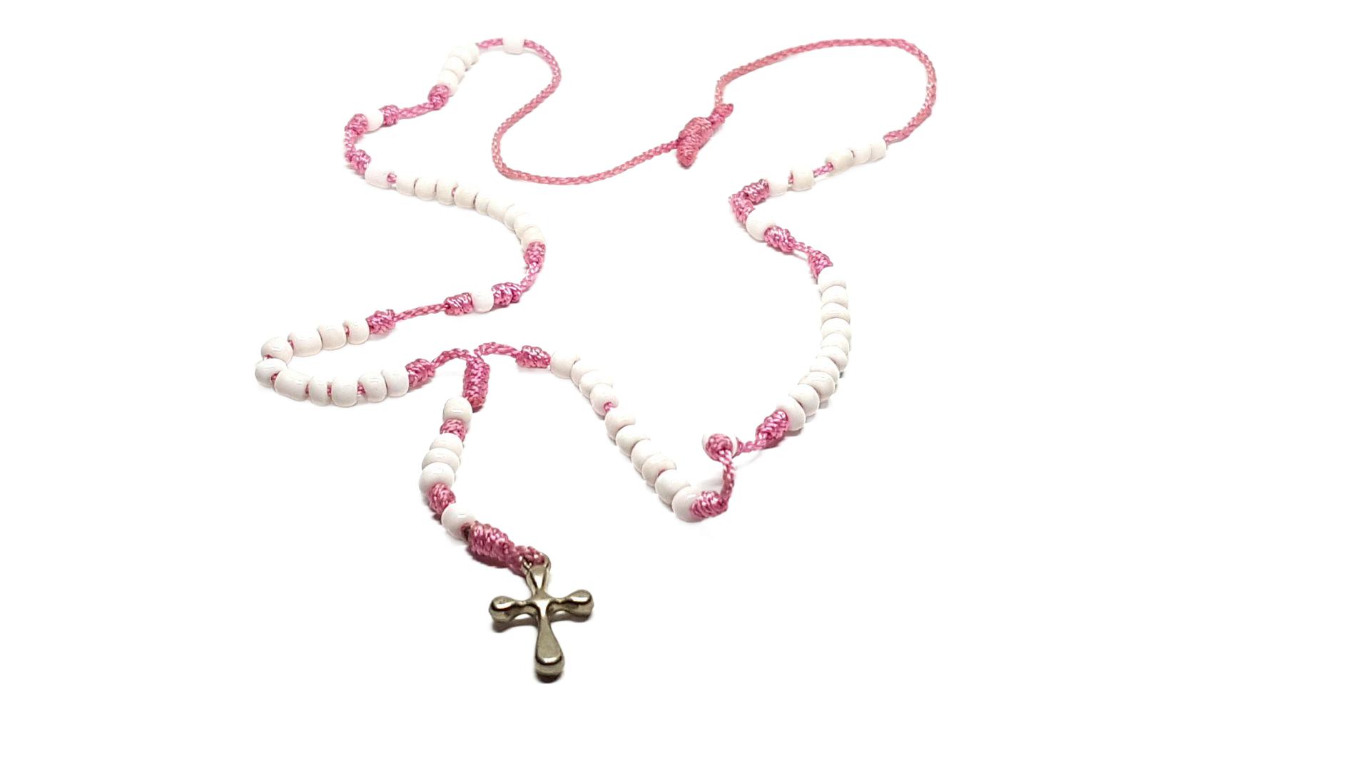 Perlenkette mit Kreuz Anhänger 50cm