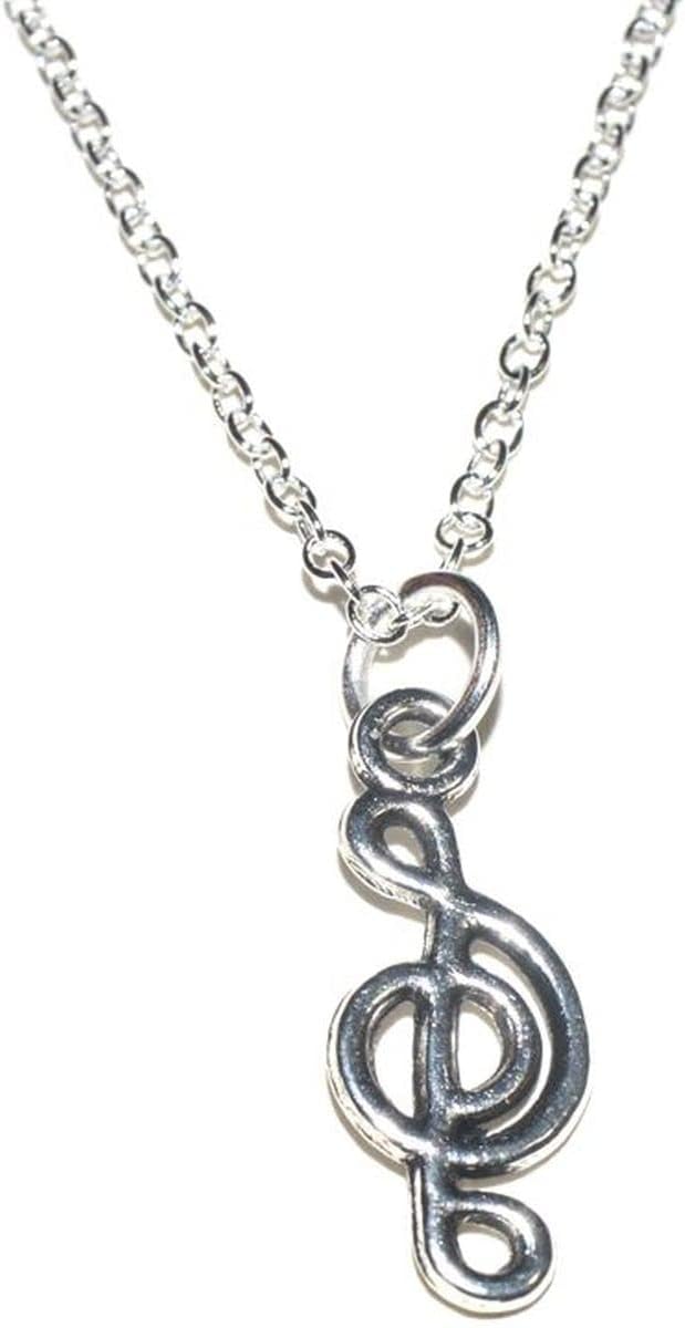 Notenschlüssel / Note Anhänger mit Silber Kette 45cm
