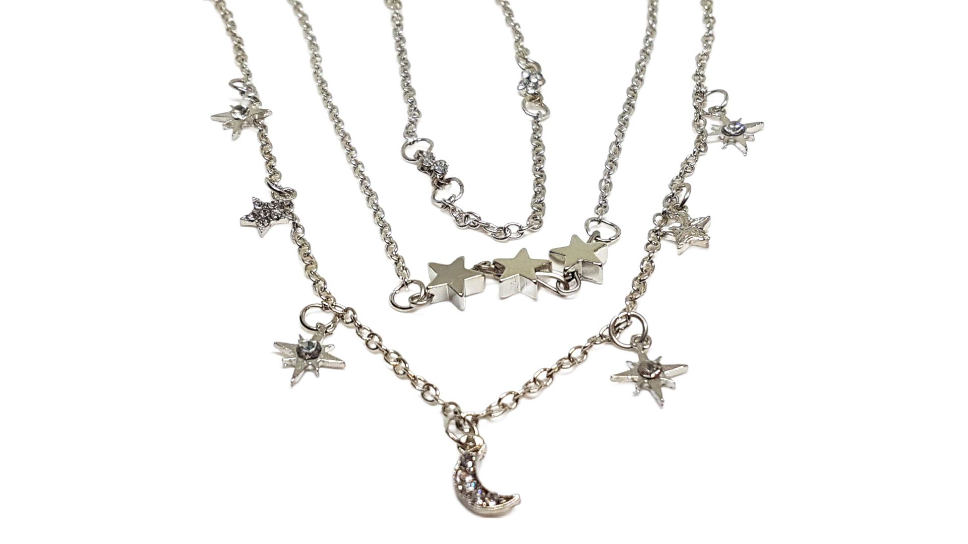 Sonne Mond und Sterne Kette aus Edelstahl