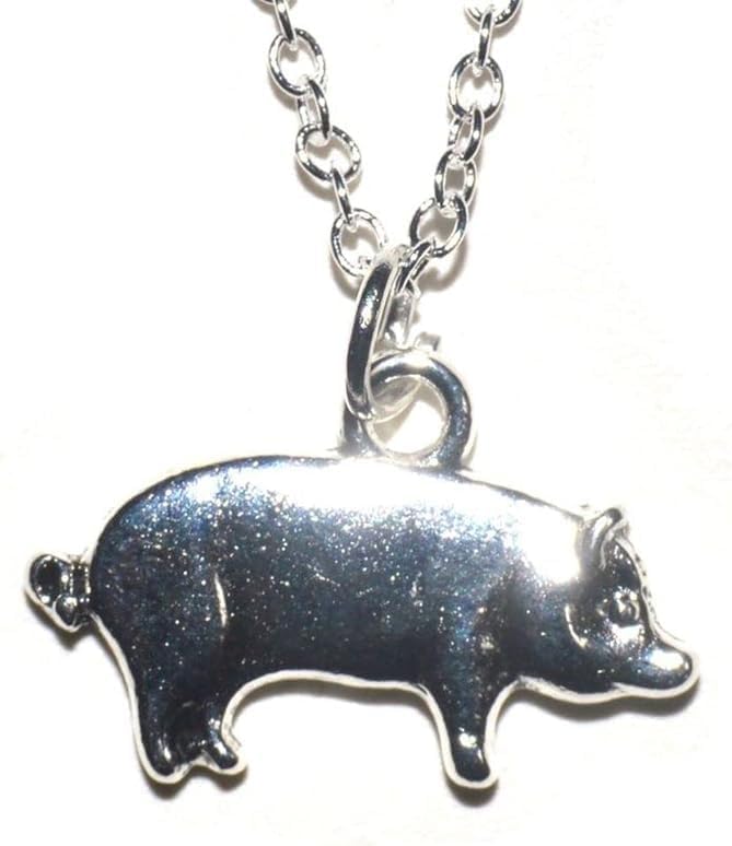 Schwein/Glücksschwein Anhänger mit Silber Kette 60cm