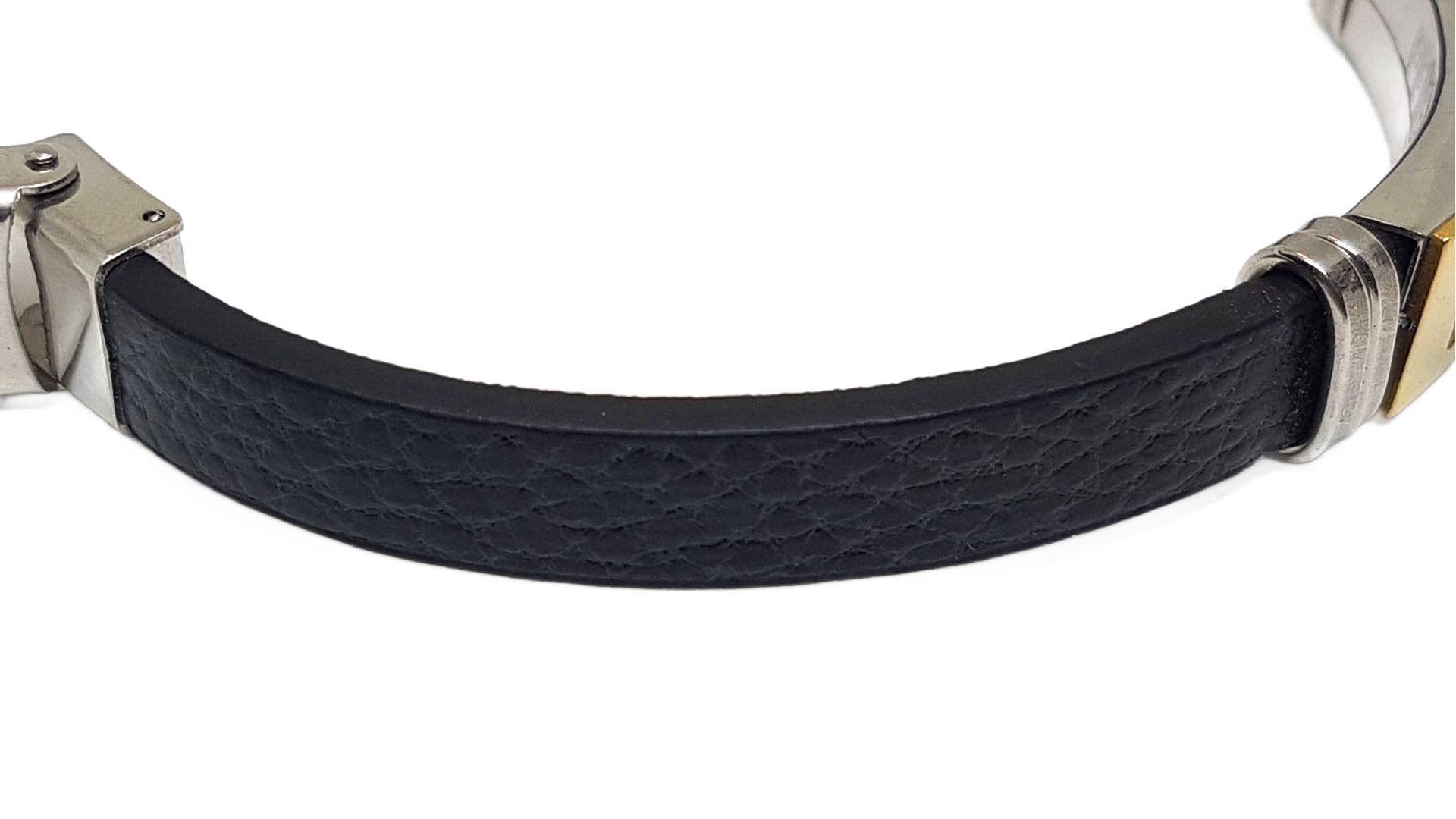 Herren Armband aus Leder und Edelstahl 21cm