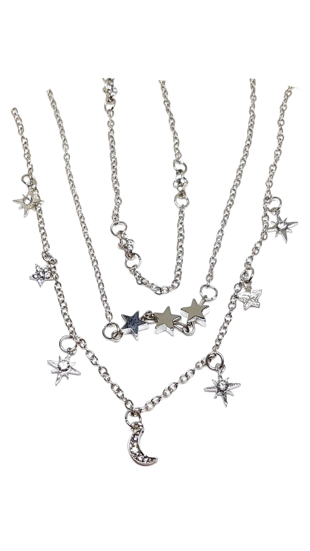 Sonne Mond und Sterne Kette aus Edelstahl