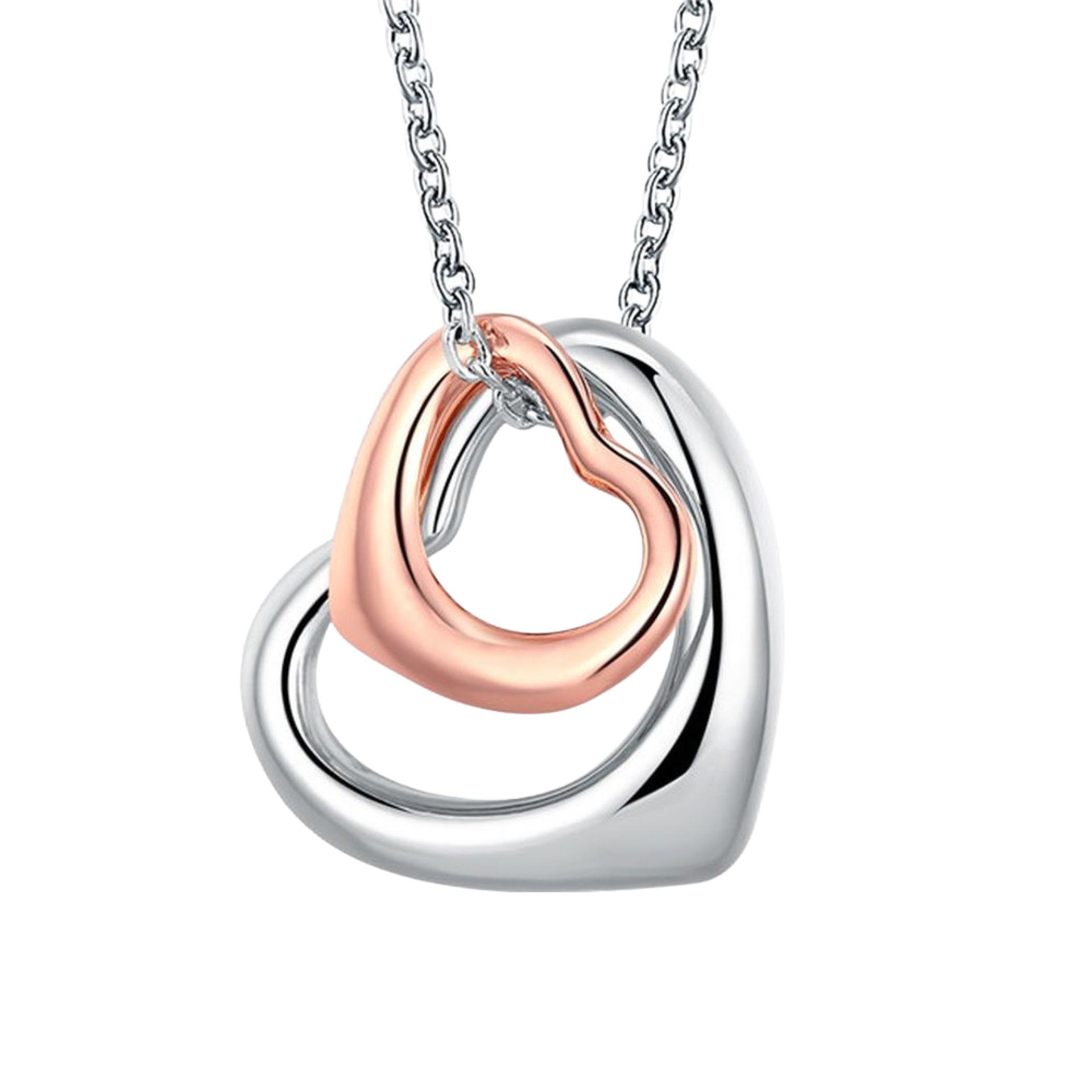 Doppel Hez Anhänger mit Zirkonia und Kette 18K Rose und Weißgold vergoldet