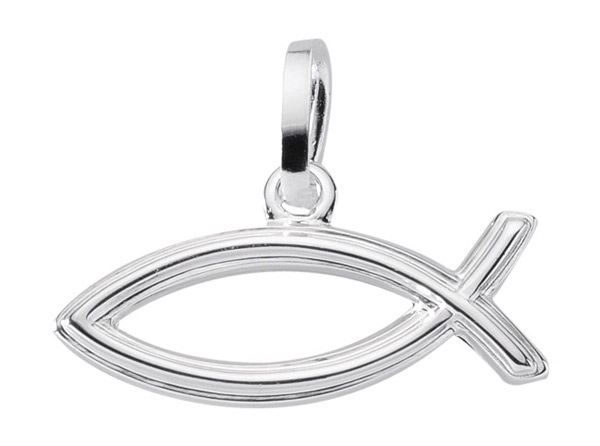 Fisch Anhänger, Kettenanhänger aus 925 Sterling Silber rhodiniert