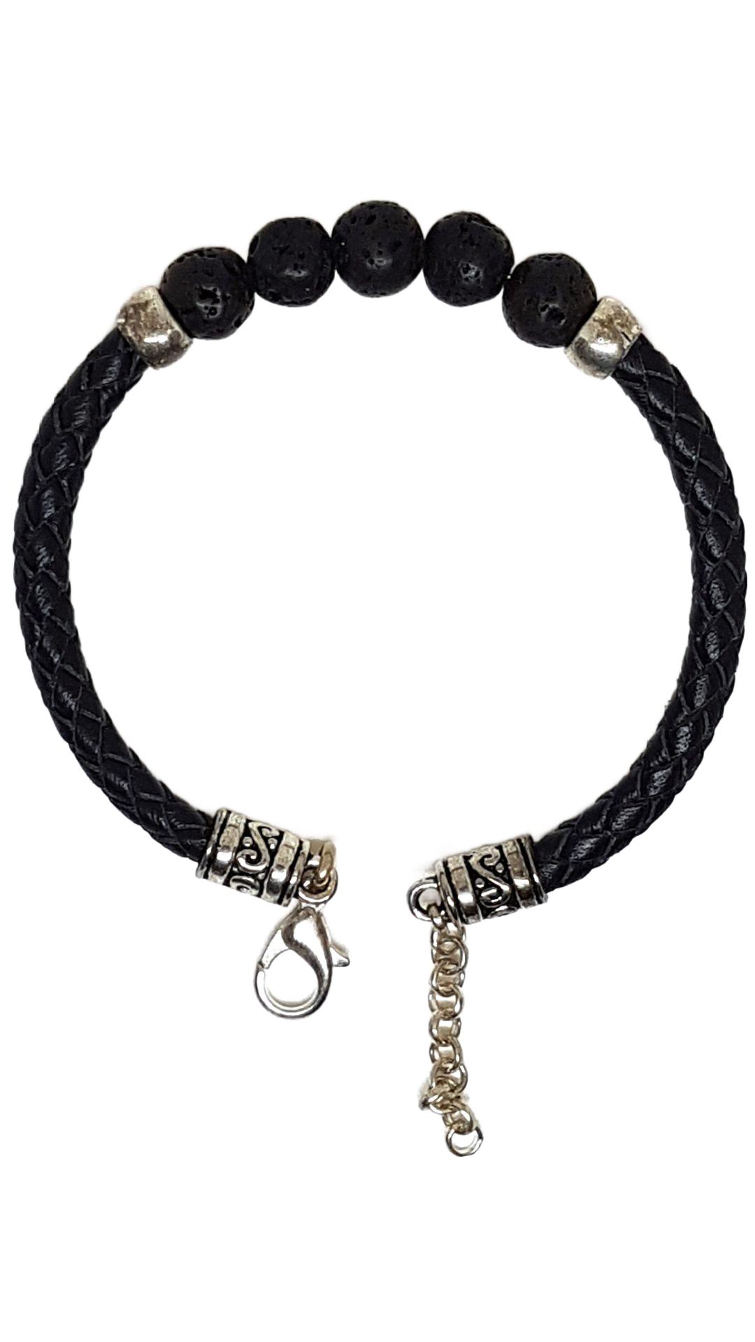 Armband aus echt Leder mit echten Lava Steinen von Lanzarote (Handarbeit)