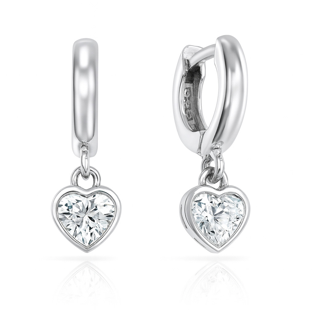 Klappcreolen Herz mit Zirkonia aus 925 Silber