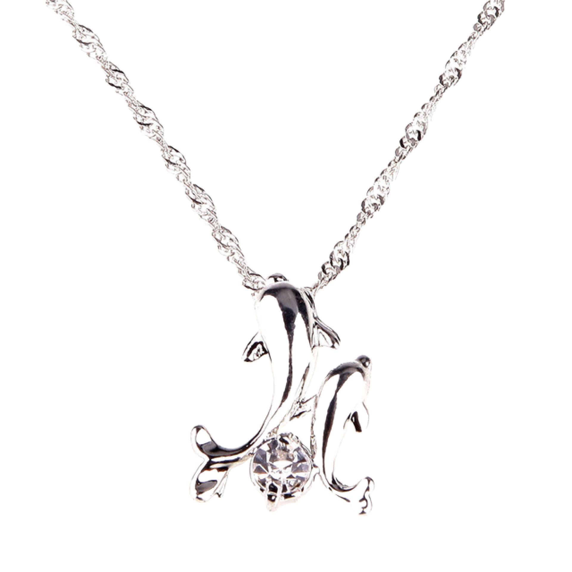 Kette mit Delfin Anhänger mit Zirkonia 44cm