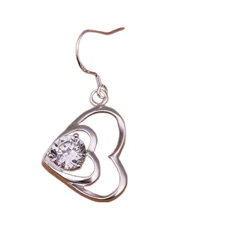 Herz Ohrhänger mit Zirkoniastein 925 Silber