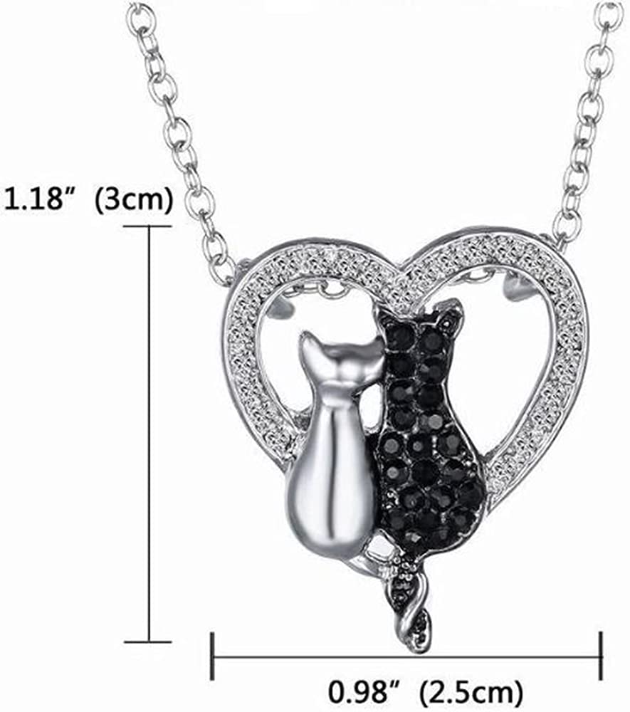 Herz Katzen Anhänger mit Kette 45cm + 5cm