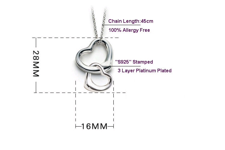 Schöne Herz-Halskette aus 925 Sterling Silber