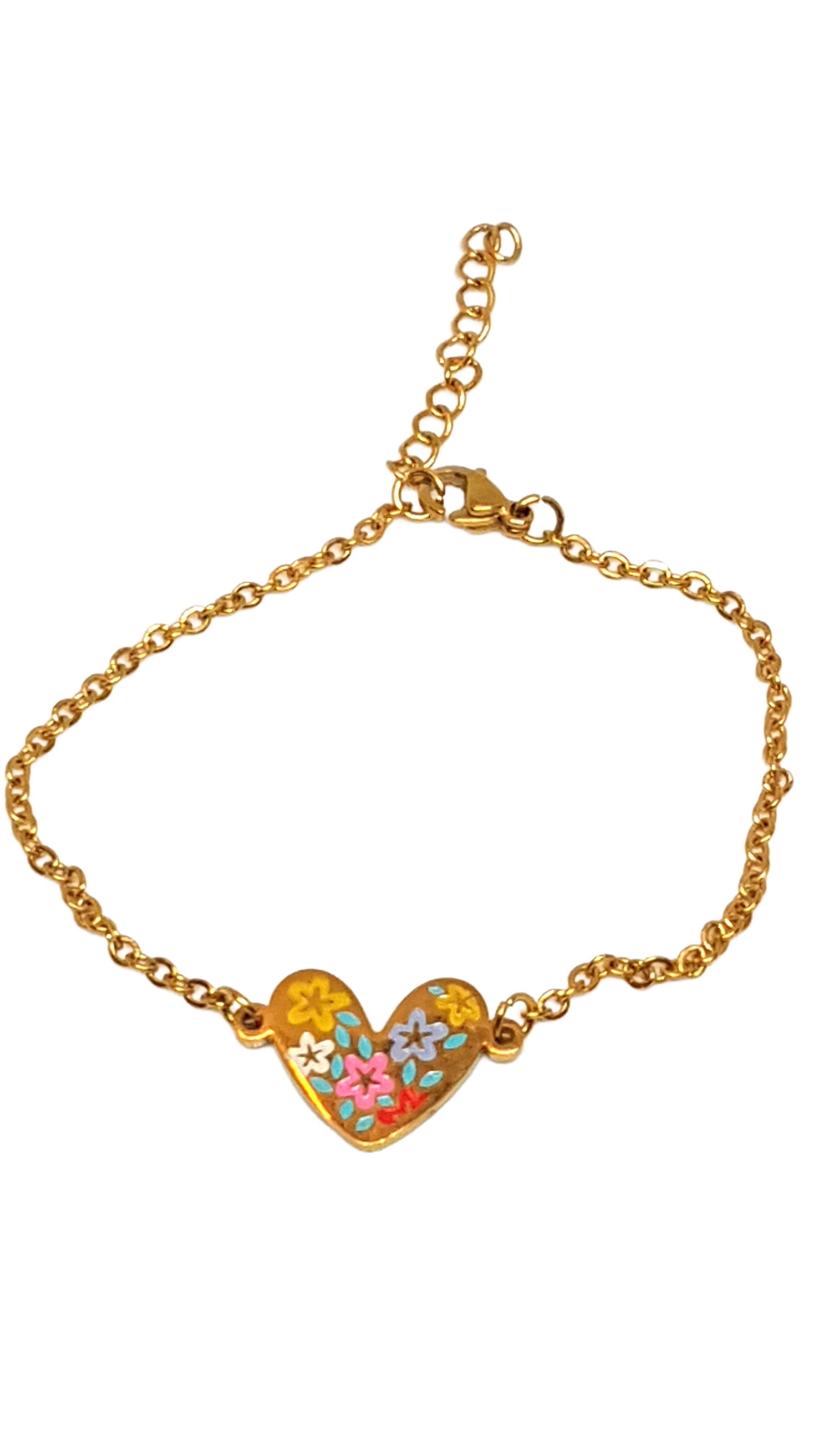 Armband mit Herz und Lackeinlage aus Edelstahl 