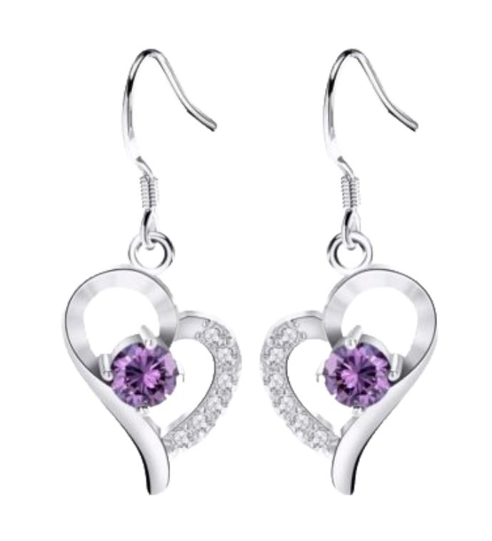 Herz Ohrhänger aus 925 Silber mit Zirkonia bestückt Kopie
