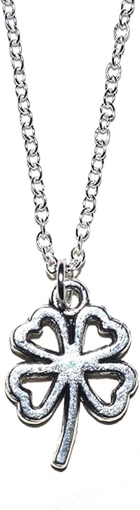 Kleeblatt Anhänger mit Silber Kette 60cm