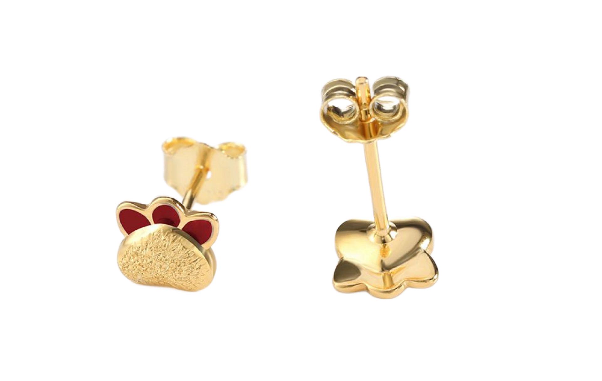 Bär Pfoten Ohrstecker aus 925 Sterling Silber vergoldet