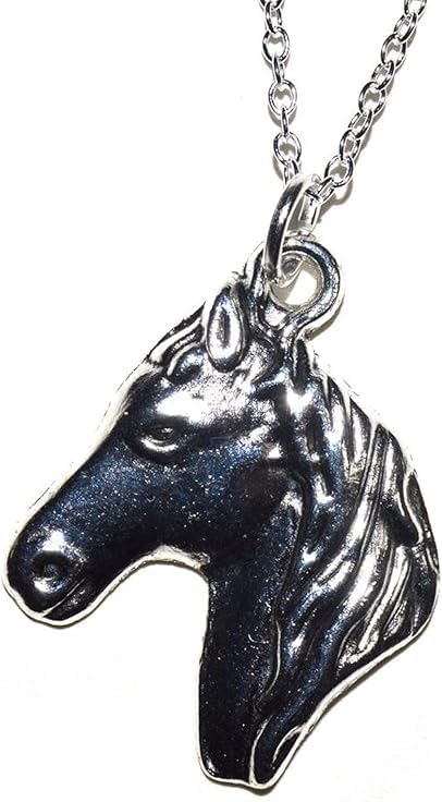 Pferde Kopf Anhänger mit Silber Kette 60cm