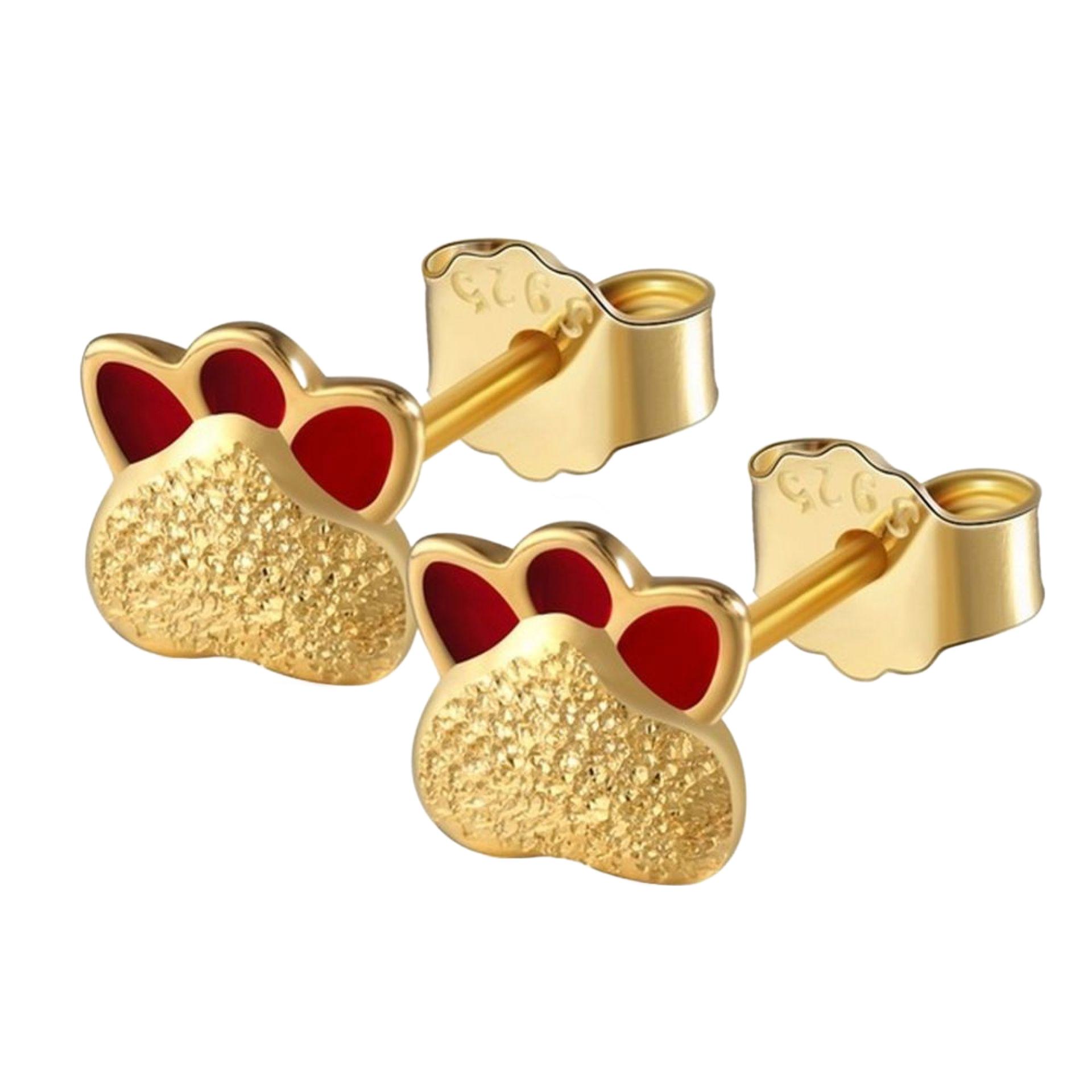 Bär Pfoten Ohrstecker aus 925 Sterling Silber vergoldet