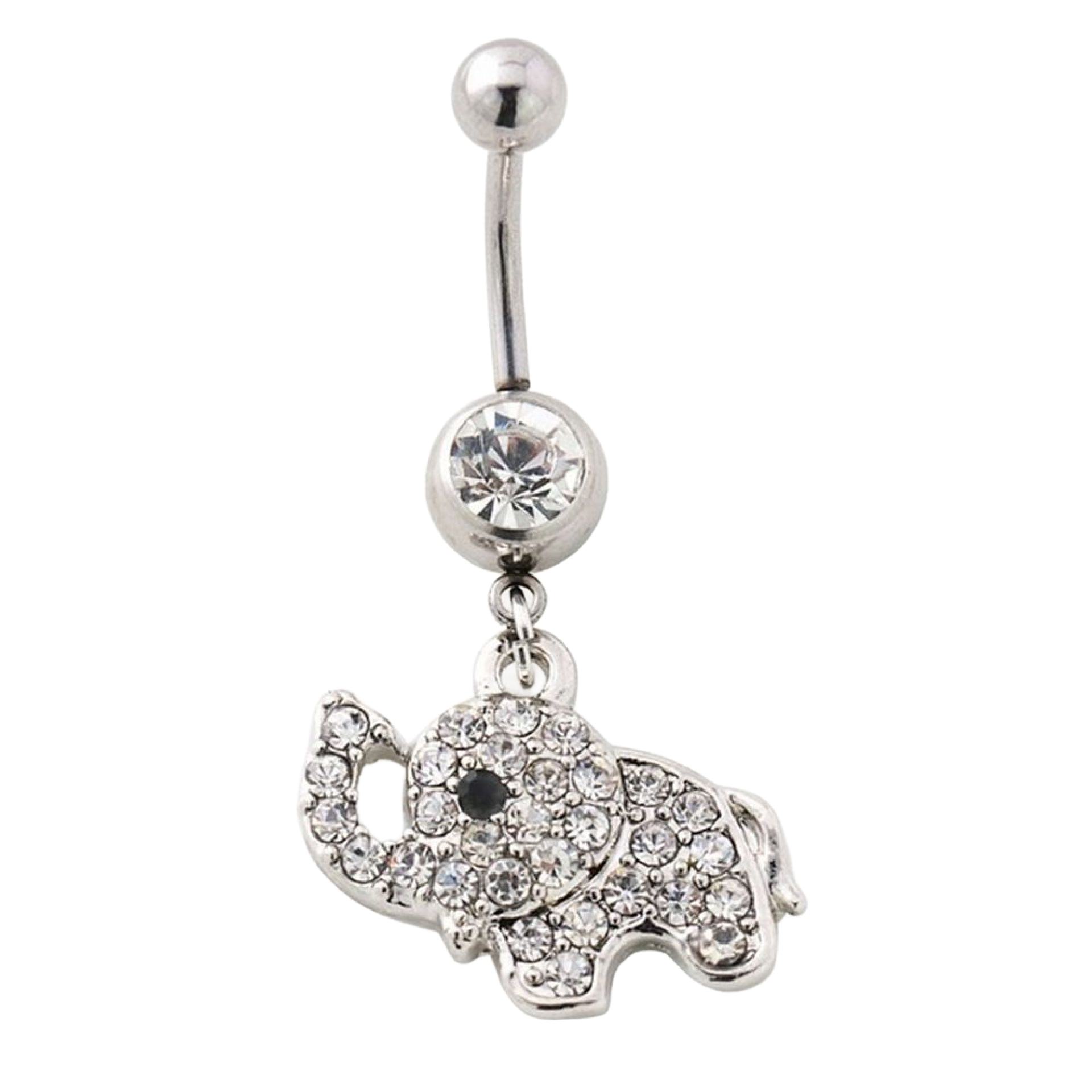 Elefant Bauchnabelpiercing mit Zirkonia