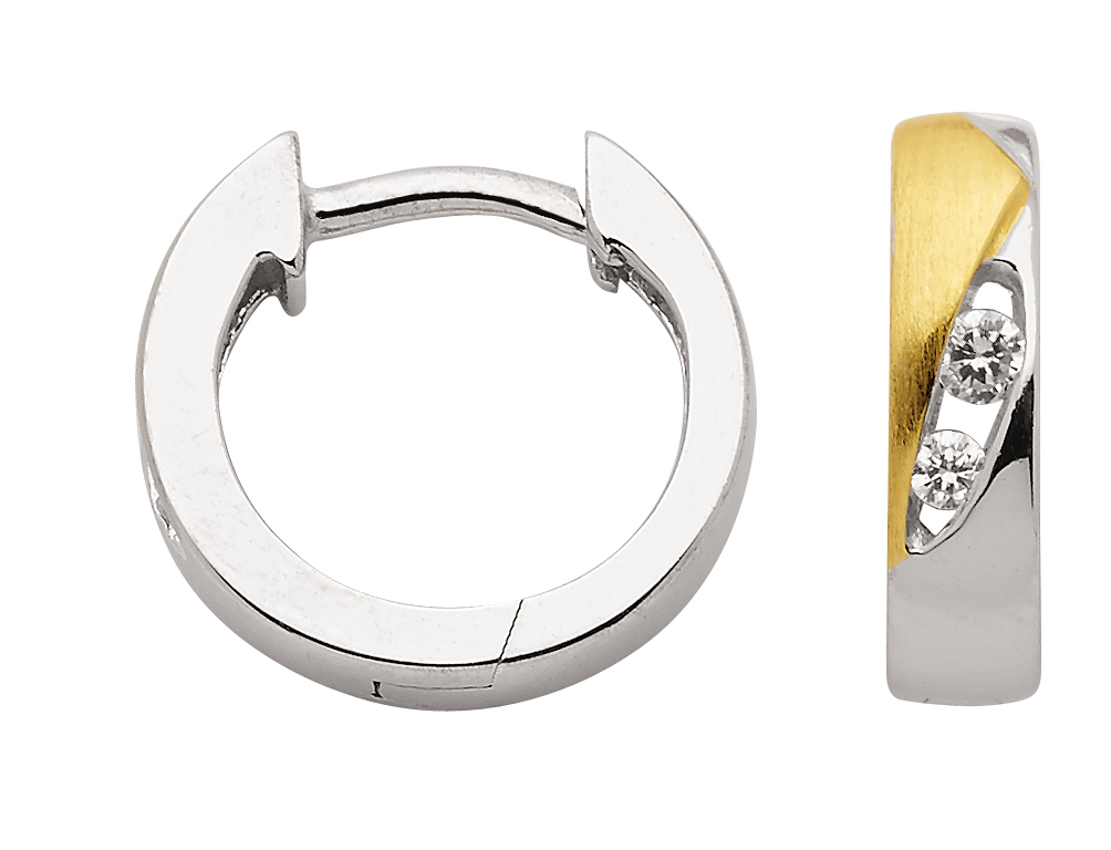 Creolen Bicolor mit Zirkonia aus 925 Sterling Silber