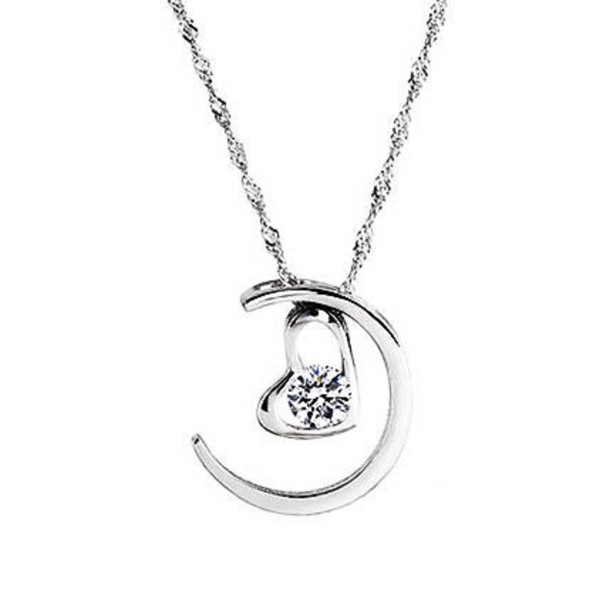 Herz Mond Halskette aus 925 Sterling Silber
