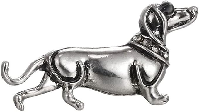 Dackel Brosche / Anstecknadel mit Strass steinen