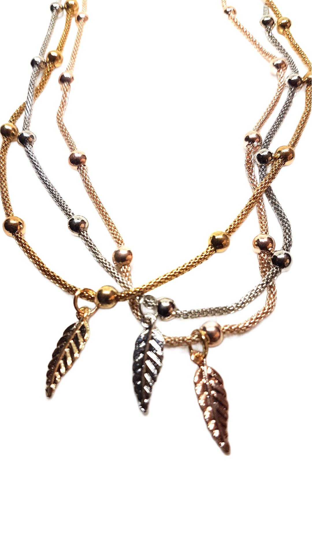 Feder Anhänger Tricolor mit Kette