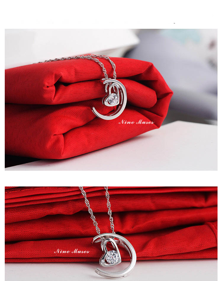 Herz Mond Halskette aus 925 Sterling Silber