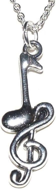Notenschlüssel / Note Anhänger mit Silber Kette 55cm