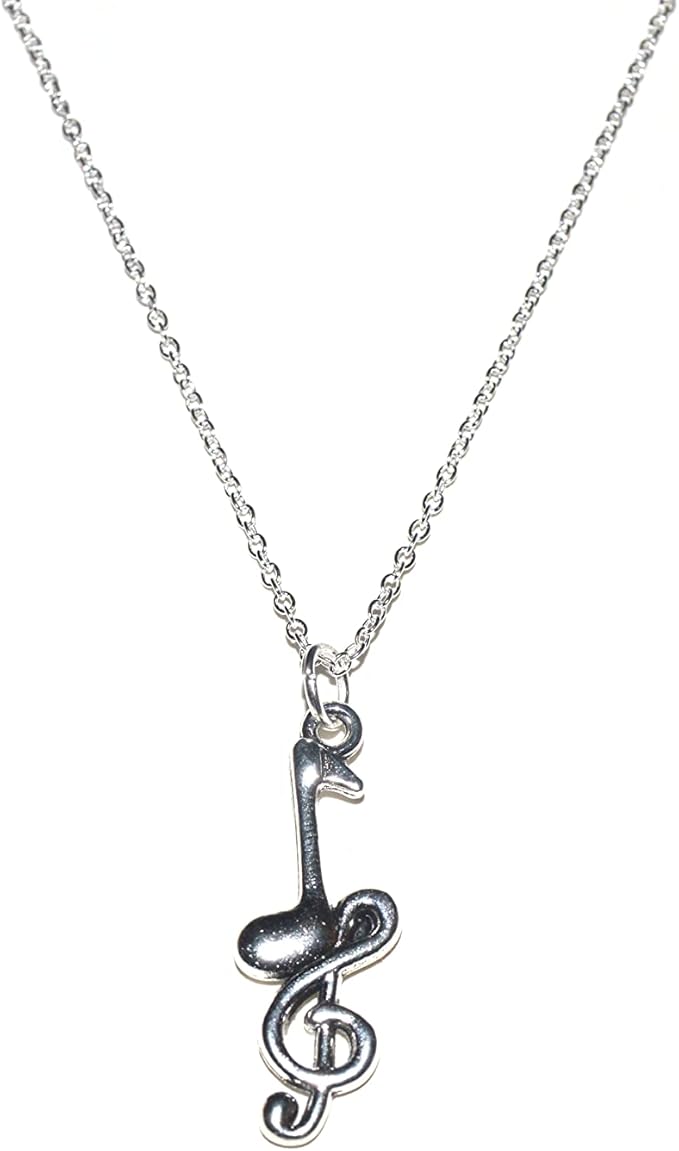 Notenschlüssel / Note Anhänger mit Silber Kette 55cm