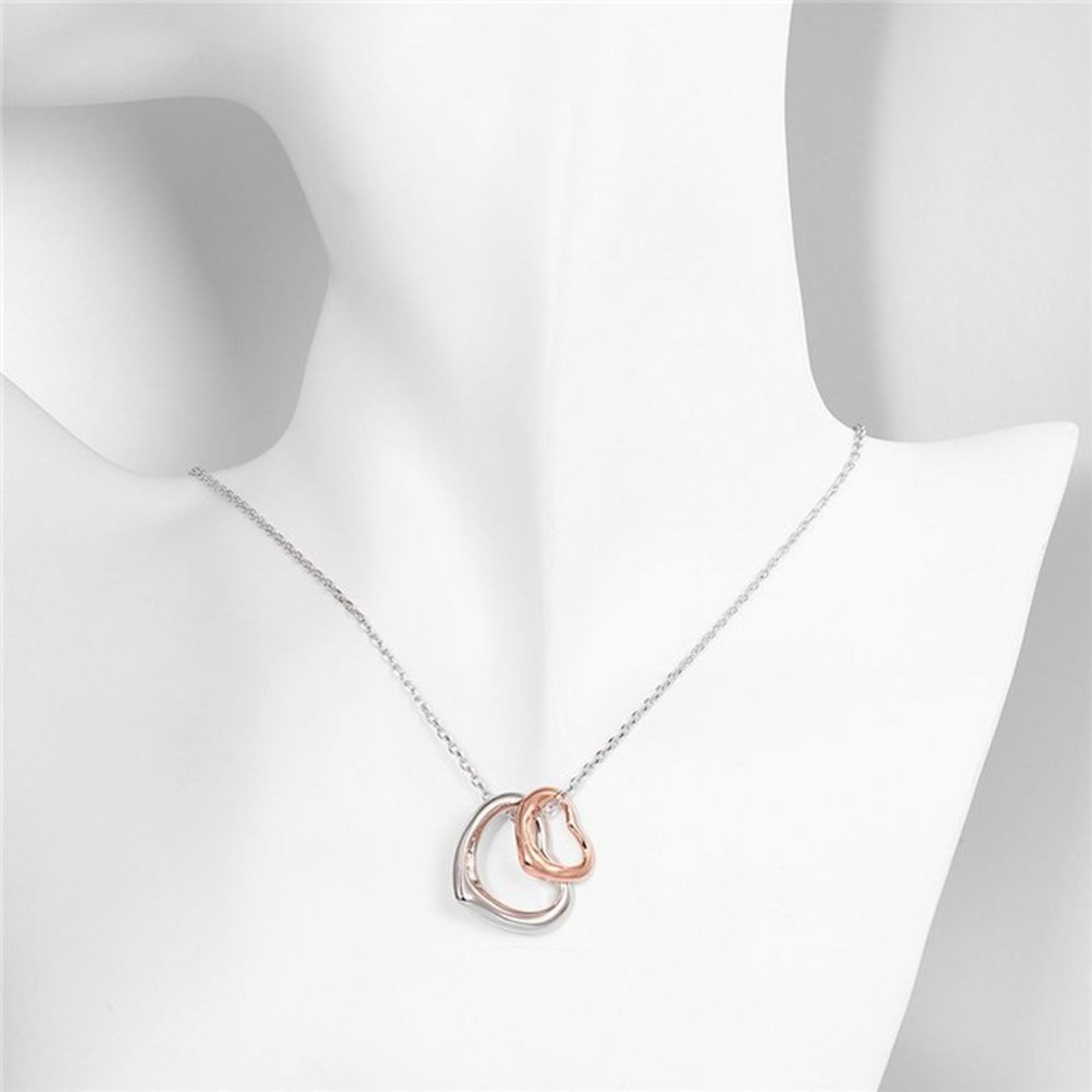 Doppel Hez Anhänger mit Zirkonia und Kette 18K Rose und Weißgold vergoldet