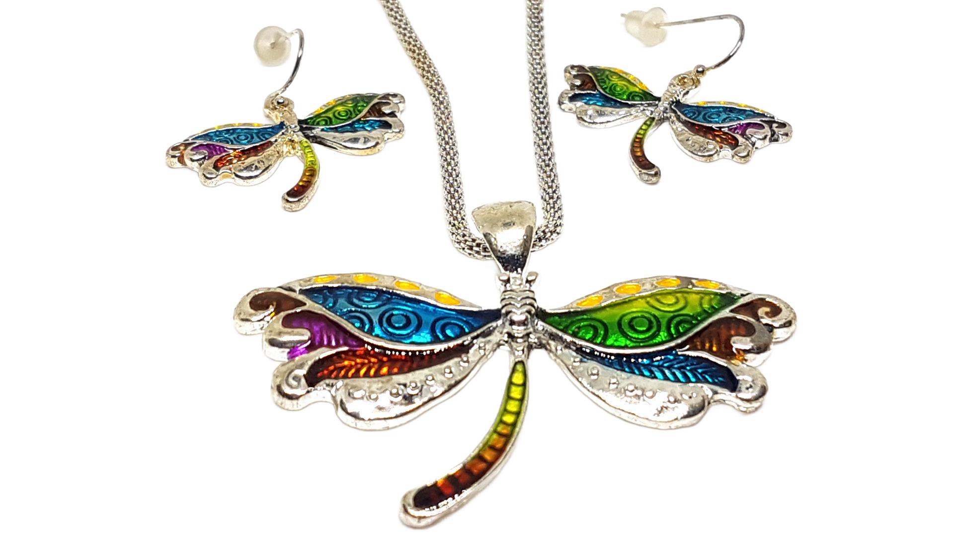 Schmetterling Schmuckset Anhänger mit Kette und Ohrstecker
