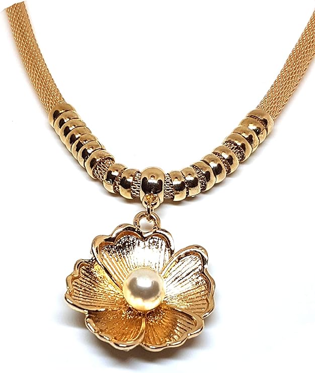 Blumen Anhänger mit Perle und Kette