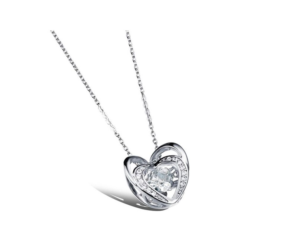Schöne Herz-Halskette aus 925 Sterling Silber
