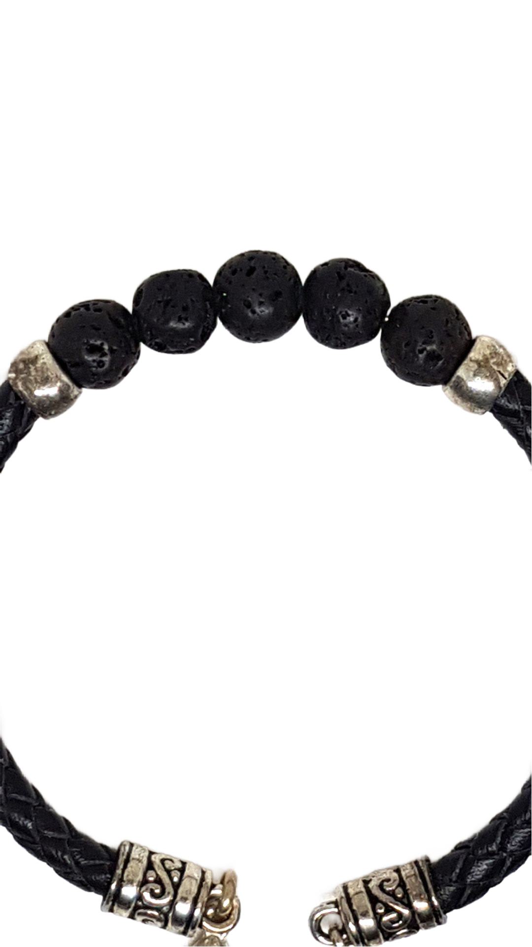 Armband aus echt Leder mit echten Lava Steinen von Lanzarote (Handarbeit)