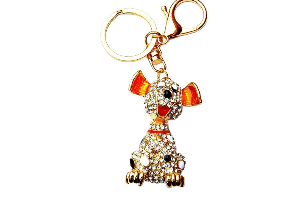 Schlüsselanhänger,Taschenanhänger Hund Strass steinen und Bling Bling Effekt mit Schlüsselring ,Karabiner