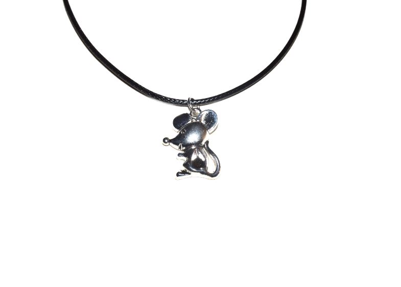 Maus Anhänger mit Leder Kette