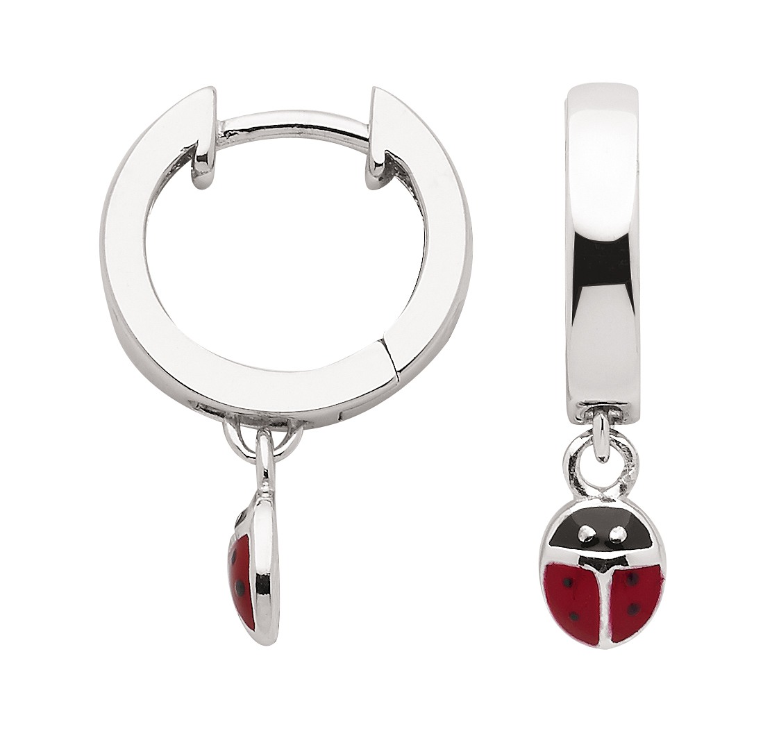 Marienkäfer Creolen aus 925 Sterling Silber