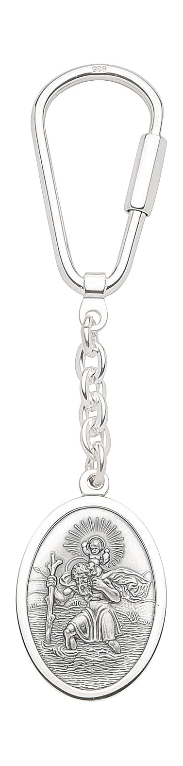 Christophorus Schlüsselanhänger aus 925 echt Silber Schutzpatron der Reisenden