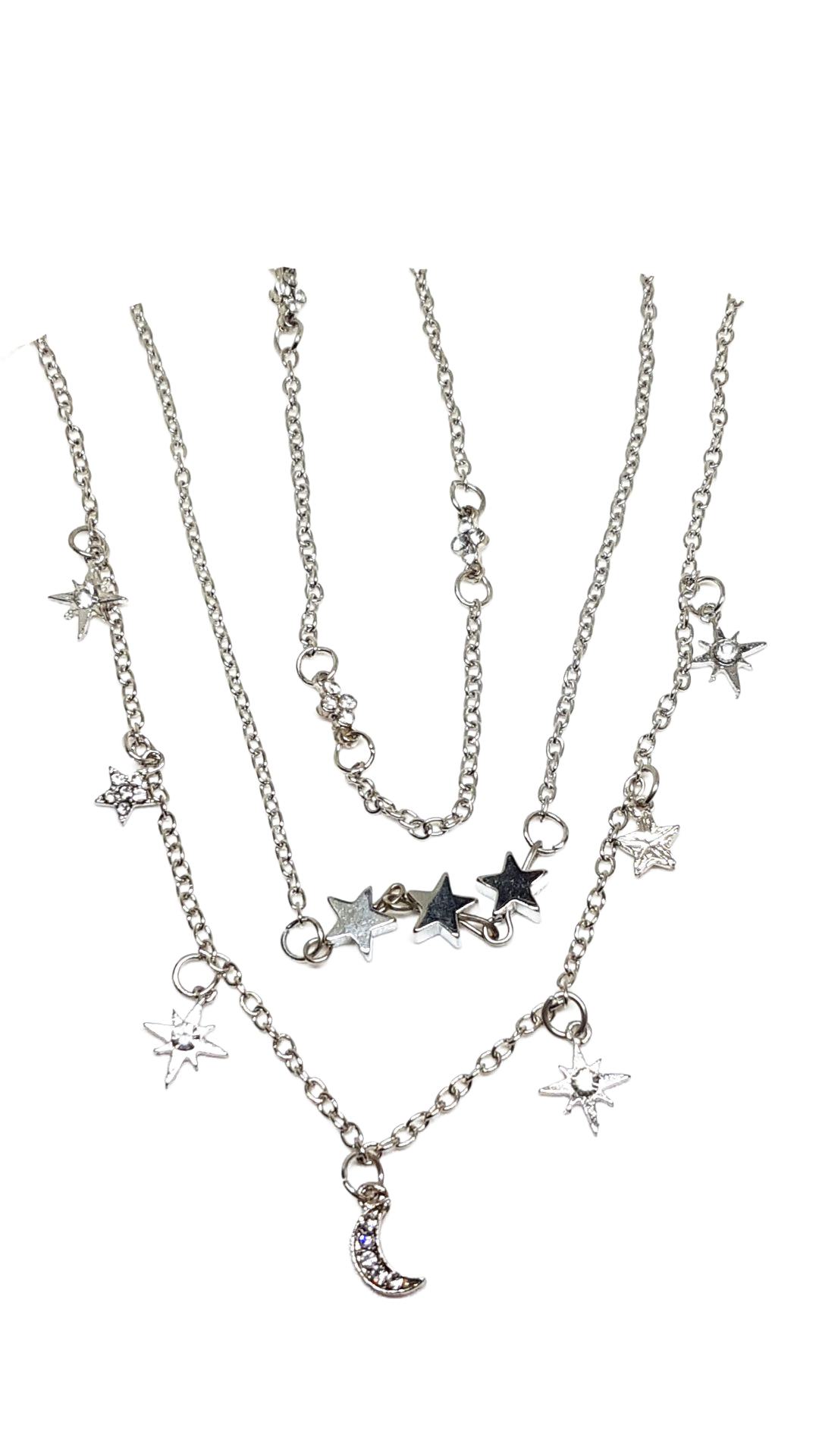 Sonne Mond und Sterne Kette aus Edelstahl