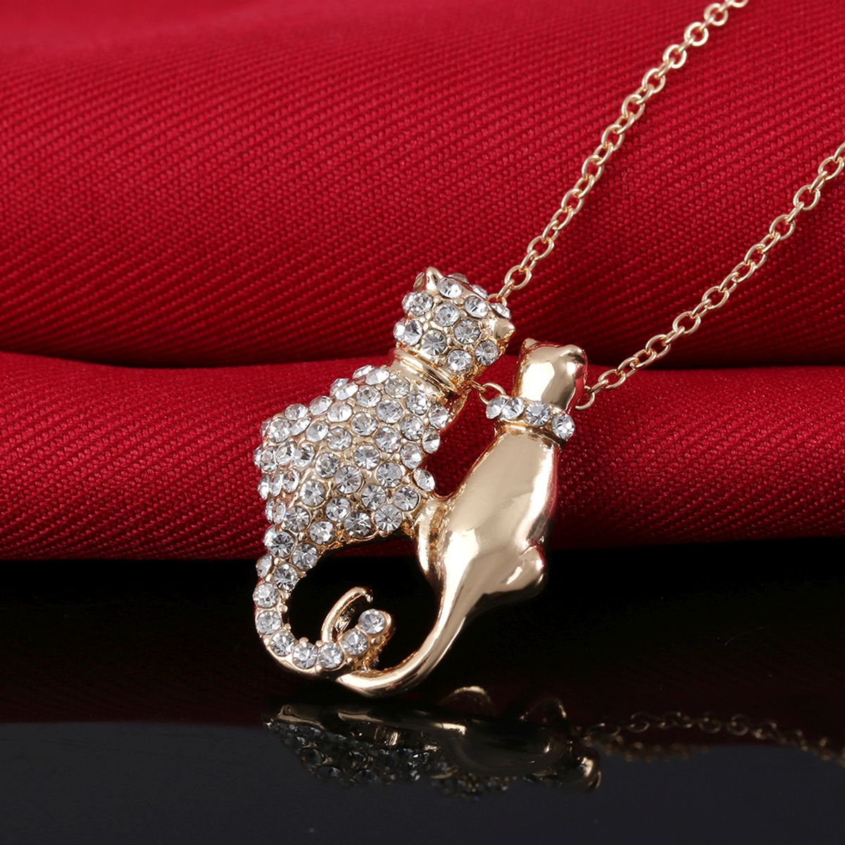 Katzen mit Zirkonia und Kette